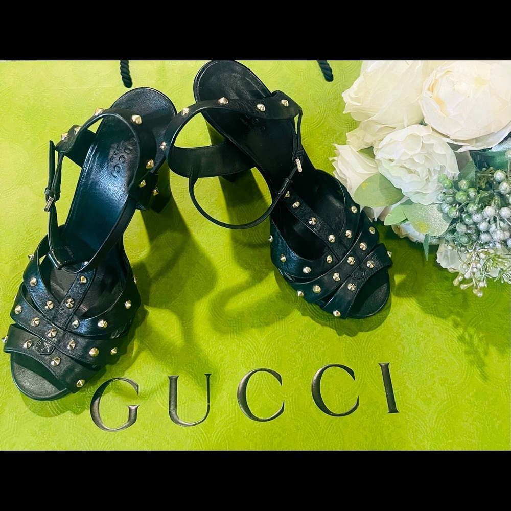 Authentic Pre-owned Black Studded GUCCI Women’s High Heel Shoes